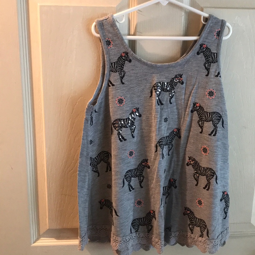 Grey zebra tank top